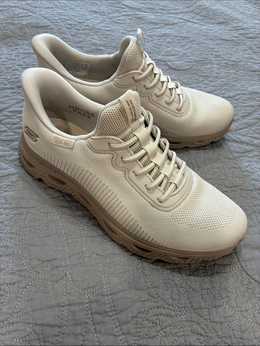 Skechers Slip-ins Neutral Tan Knit Sneakers 7